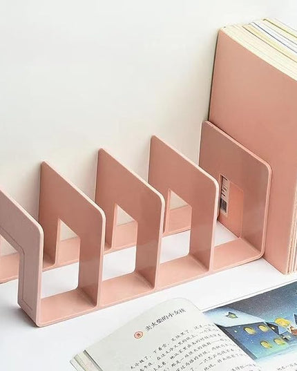 2PCS Acrylic File Organizer for Desk, Desktop Document/Mail Organizer, 4 Compartments Plastics Invisible Bookshelf Floating (12.5" x 5.7" x 5", Pink)