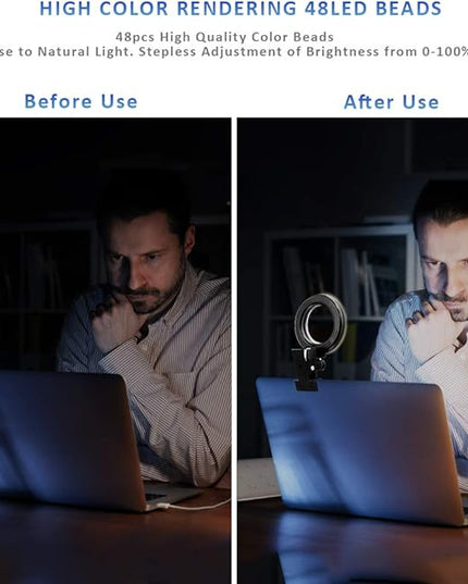 Video Conference Lighting Kit, Ring Light for Monitor Clip On,for Remote Working, Distance Learning,Zoom Call, Self Broadcasting and Live Streaming, Computer Laptop Video Conferencing