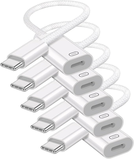 USB C to Lightning Headphone Audio Adapter, Type C Male to Female Lightning Earphone Converter with Charge/Data Transfer, Compatible with iPhone 16/15 Plus/Pro/Max, iPad Pro/Air 6/5/4, MacBook（5 Pack）