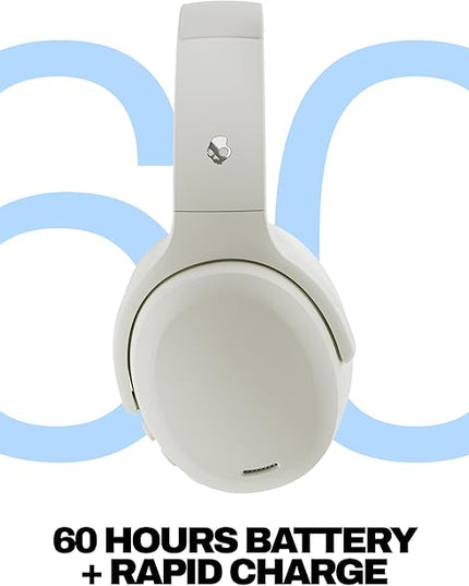 Skullcandy Crusher ANC 2 Wireless Over-Ear Bluetooth Headphones with Multi-Sensory Bass, Active Noise Cancelling, Up to 60 Hours Battery, Microphone for iPhone Android - Bone