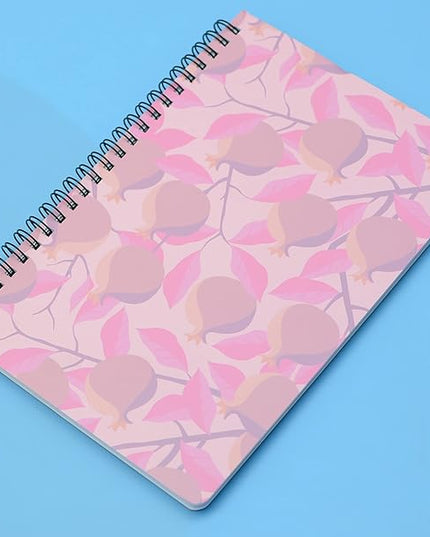 Yansanido Spiral Notebook, 4 Pcs A5 Thick Leaves Design Hardcover 8mm Ruled 4 Color 80 Sheets -160 Pages Journals for Study and Notes (Leaves)