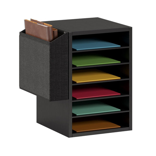 Unionly 6 Tier Adjustable Mail Sorter,Wood Paper Organizer for Class,Office