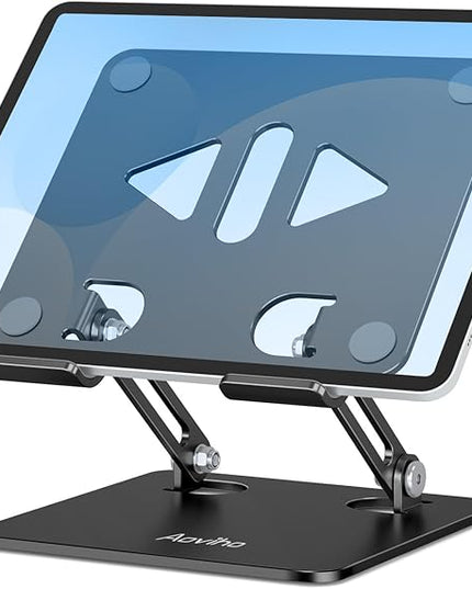 Tablet Stand Holder for Desk, Adjustable Desktop Tablet Holder, Foldable Aluminum Tablet Mount for iPad pro 12.9, iPad Air Mini, Samsung Galaxy Tabs Z Fold Kindle Fire 4-12 inch, Black