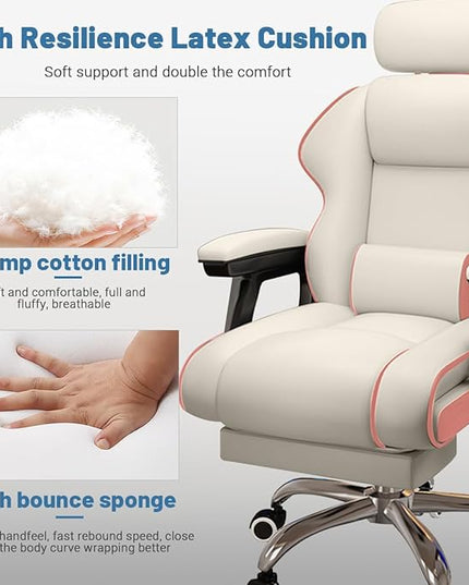 Executive Computer Chair Home Office Desk Chair,Adjustable Angle, Ergonomic Adjustable Height PU Leather Chairs with Cushions Armrest for Long Time Seating-High Office Chair with Footrest