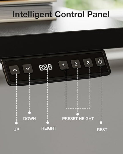 Muvai 59 Inch L Shaped Standing Desk Adjustable Height with Cable Management Tray,Gaming Electric Corner Standing Desk, Sit Stand Computer Table with Reversiable Splice Board, Black