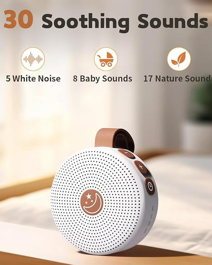 Battery Sound Machine Mini White Noise Machine Baby Shushing Portable Brown Noise Machine 30 Soothing Sounds for Kids Adults Dogs Auto-Off Timer 32 Volume Levels Sleep Machine for Home Office Privacy