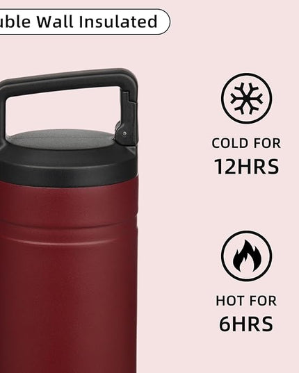 BJPKPK Insulated Water Bottle with 2 Lids,20 oz Double Wall Stainless Steel Vacuum Tumbler Travel Coffee Mug,Wide Mouth Thermal Cup,Cinnabar Red