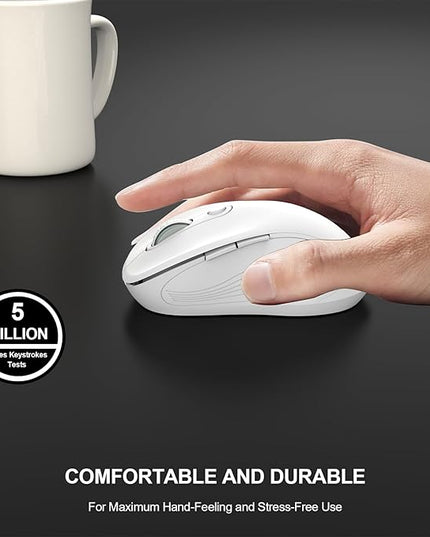 WisFox 2.4G Wireless Mouse for Laptop, Ergonomic Computer Mouse with USB Receiver and Type-C Adapter, 3 Adjustable Levels DPI, 6 Button Cordless Wireless Mice (White, 1 Pack)