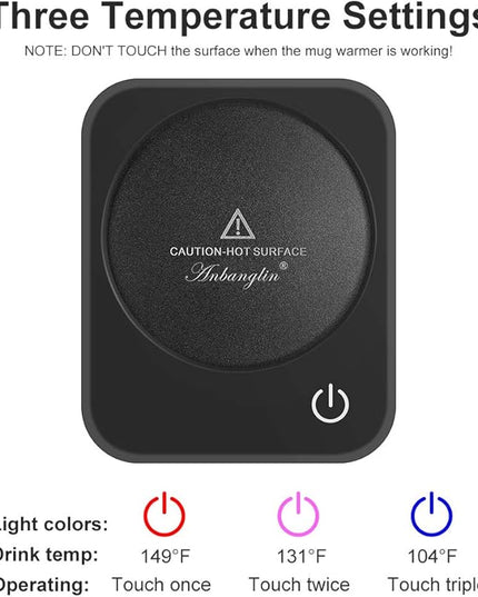 ANBANGLIN Coffee Mug Warmer, Smart Cup Warmer for Desk, 3 Temperature Control & Auto Shut Off, Electric Cup Warmer for Heating Milk,Tea,Beverage,Candle (Black-No Mug)