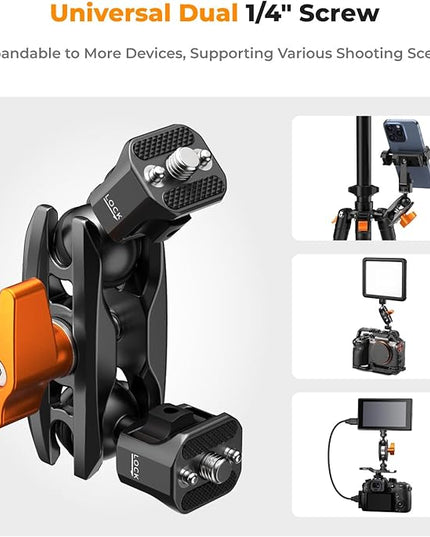 K&F CONCEPT Dual Ball Heads Magic Arm, Articulating Magic Arm with 1/4"-20 Screw, 360° swivelling Ball Head, Aluminum Alloy Camera Monitor Mount Arm