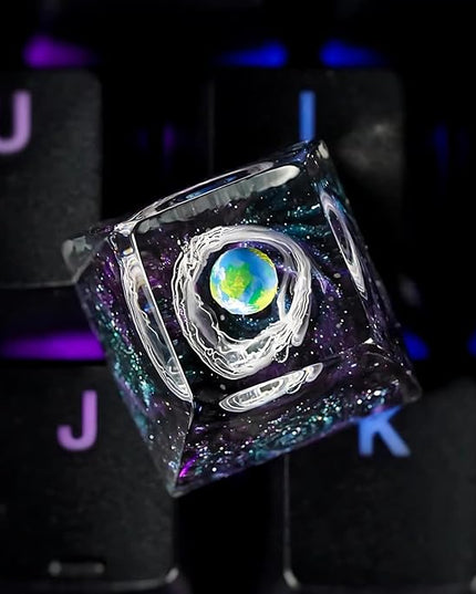 Earth Artisan Keycap R1 SA Profile Custom Solar System Planets Keycaps 1U ESC Handmade Resin Gaming Planet Galaxy Key Cap Cherry MX Switch Compatible Mechanical Keyboard Space Lover Gift