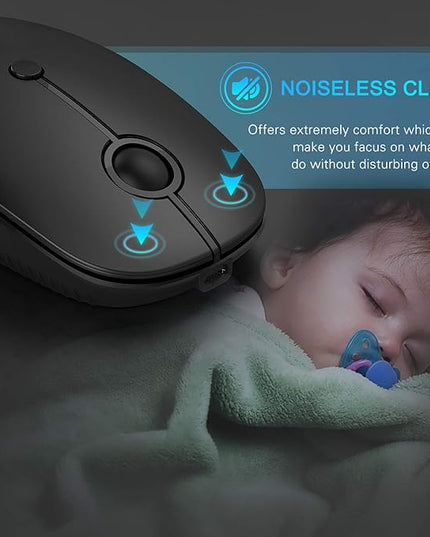 Type C Wireless Mouse，Vssoplor USB C Rechargeable Portable Quiet Laptop Mouse USB and Type C Receiver Dual Mode Mice for PC, Laptop, MacBook, Tablet-Black