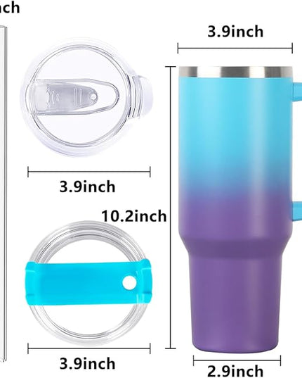 SYACOT 40 oz Tumbler with Handle and Straw Stainless Steel Insulated Tumbler Leak Proof Lid and Straw Lid Reusable Travel Mug Coffee Mug Cup Dishwasher Safe Keep Drinks Cold and Hot (Amethyst)