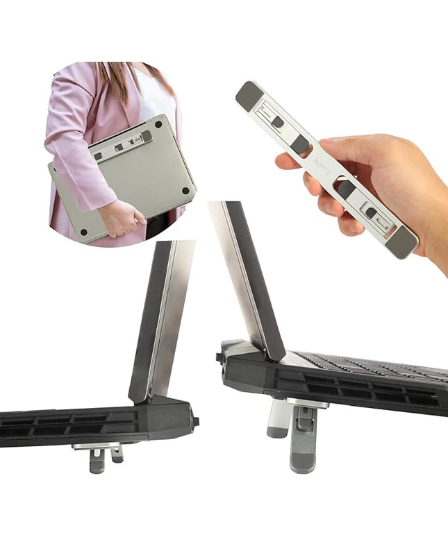 Zupro Laptop Feet,2024 New Model Laptop Stand,Self-Adhesive Foldable Adjustable Heights,Invisible Aluminum Lightweight Notebook Keyboard Riser,Compatible with 10 to17 inch Notebook Computer.(Silver)