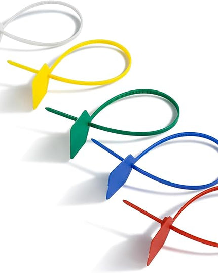 8 in Marker Nylon Cable Ties, Plastic Water Proof Tags, Self-Locking Written-on Cable Marker, Security Seals Label for Cabling, Wire Marking Label, Shipping Hanging Tags - Mulit colors/ 100pcs