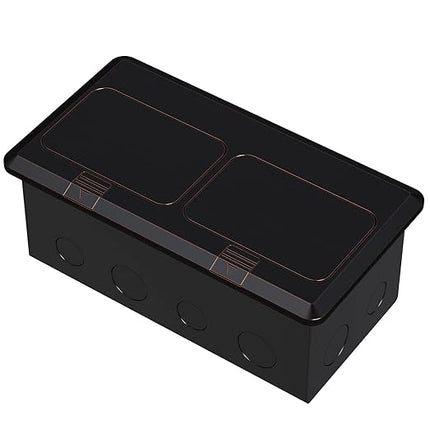 KYHSHJ Dual Pop-Up Floor Electrical Outlet Box Kit，20 Amp Stainless Steel USB TR Receptacle Outlet，3-Port RJ45 Datacom Receptacle，Oil Rubbed Bronze