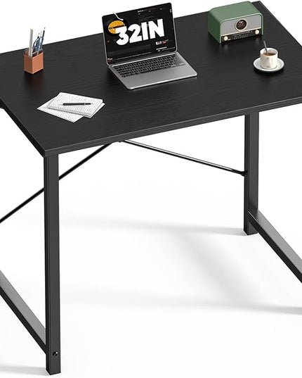 DUMOS 32 Inch Office Small Computer Desk Modern Simple Style Writing Study Work Table for Home Bedroom - Wood Black