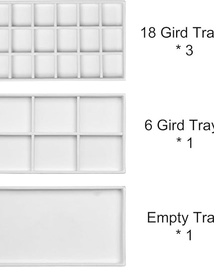 Frebeauty Acrylic Jewelry Organizer Earring Organizer Box with 5 Drawers Earring Holder Organizer with Velvet Trays Clear Jewelry Box for Women Earring Display for Rings Studs(White)