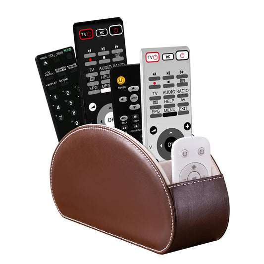 Remote Control Holders Organizer Box with 5 Compartment PU Leather Caddy