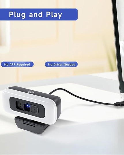 Webcam for PC - PC Camera Webcam 1080P, Desktop Computer Web cam with Privacy Shutter and Tripod Autofocus, Dual Noise-USB Plug&Play,Cancelling Mics,Auto Light Correction,
