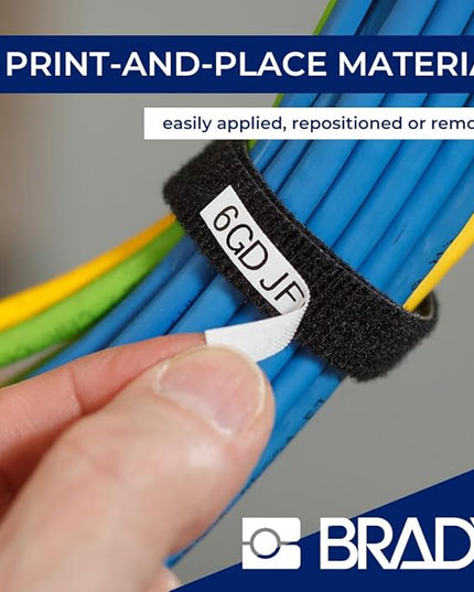 BradyGrip Authentic (M21-750-414) Print-on Hook Labels with Ribbon Featuring Velcro® Brand Hook for M21 Printers - 0.75"