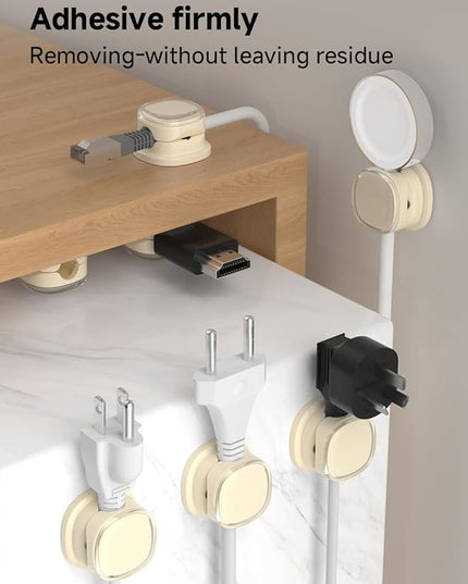 Magnetic Cable Clips, Adjustable Cord Holder Management, Adhesive Wire Keeper Organizer for Home Office Desk Phone PC Car Wall Desktop Nightstand Appliance (9-PCS Apricot)