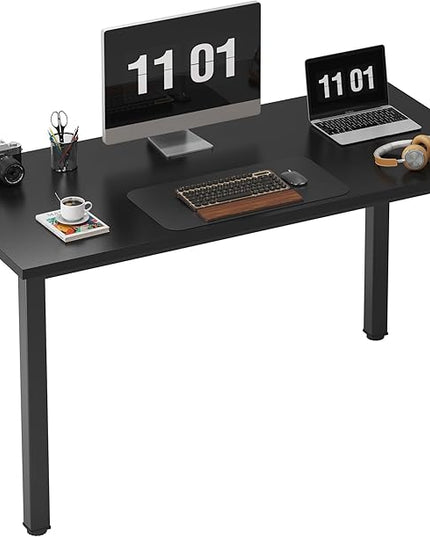 Need Computer Desk, 47 inch Home Office Desk, Modern Simple Style Home Office Gaming Desk, Basic Writing Table for Study Student, Black Metal Frame, Black