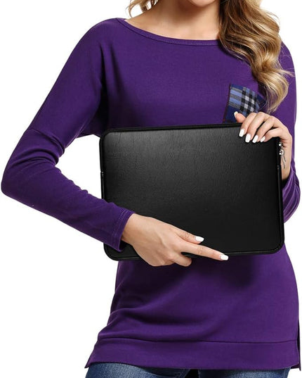 14" (Narrow Bezel) Laptop Sleeve Compatible for 13 Inch MacBook Air Pro Hp 14 Inch Laptop Cover Chromebook 14 in Pavilion 360 Acer ASUS Lenovo 14in Computer Case Bag Waterproof PU Leather, Black