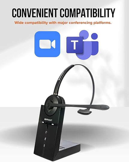 Spracht Wireless Headset Single Ear | Desktop Phones only | DECT Headset | Background Noise Canceling Mic (Single-Ear) (Mono) HS-2018 Zum Maestro