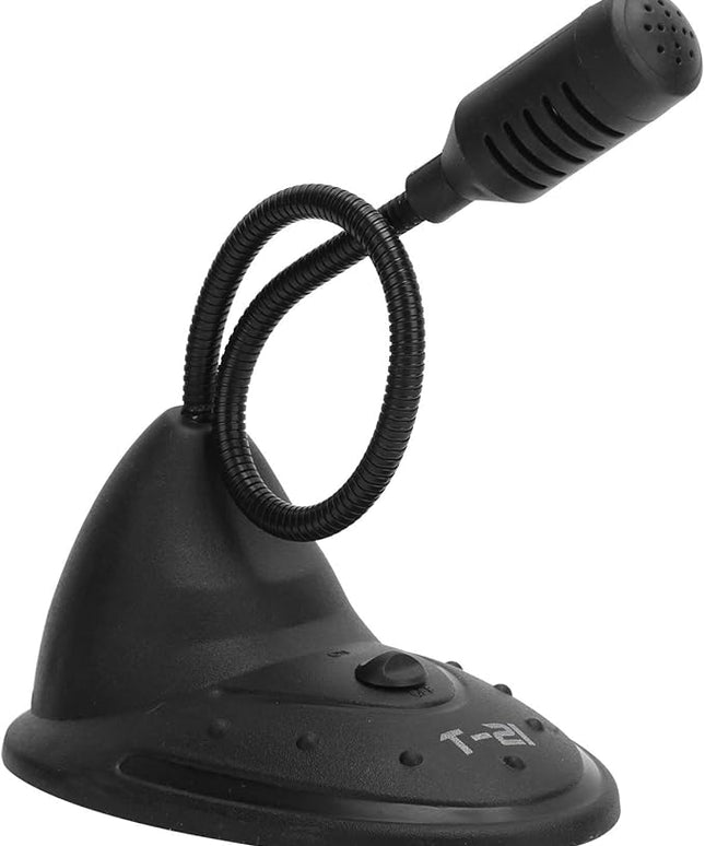 SUNGOOYUE Desktop Computer Microphone, Black ABS, 3.5mm Plug and Play, 360-Degree Adjustable Gooseneck, Gaming and Broadcasting, with Mute, 4.5ft Cable
