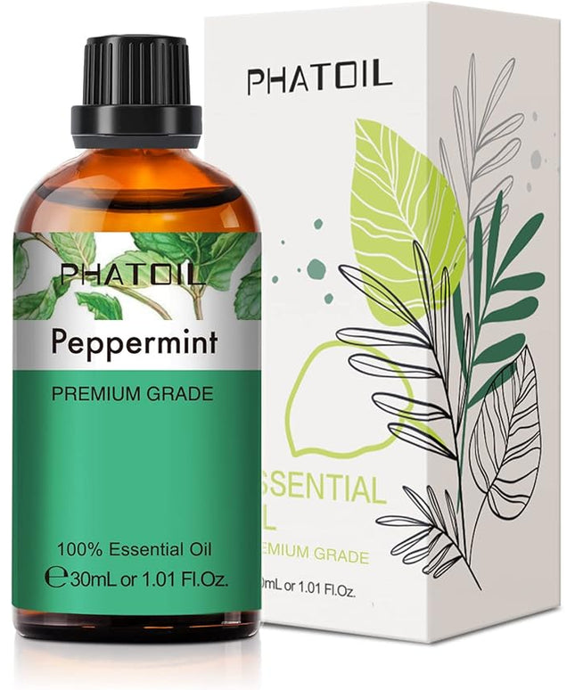 Peppermint Essential Oil, 1.01Fl.Oz (30ML) PHATOIL Pure Essential Oil Singles for Aromatherapy Diffusers, Humidifiers, Great for DIY Candle and Soap Making, Gift for Friend