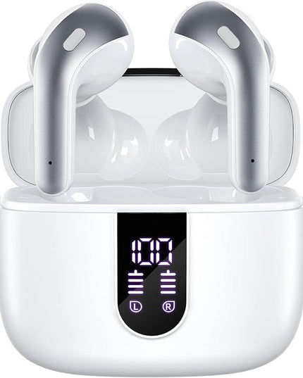 TAGRY 2 Sets X08 White and Forest Green Bluetooth Headphones True Wireless Earbuds 60H Playback Ear Buds with Wireless Charging Case in-Ear Earbuds with Mic