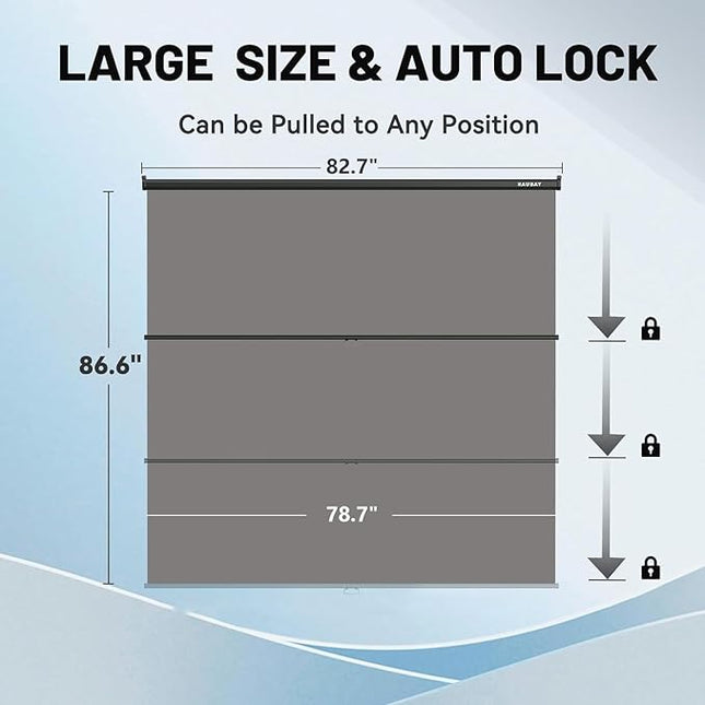 RAUBAY Retractable Pull Down Grey Screen Backdrop - 78.7" x 86.6" Collapsible Wall-Mount Background for Professional Video Production, Photography, TikTok and Video Conferencing