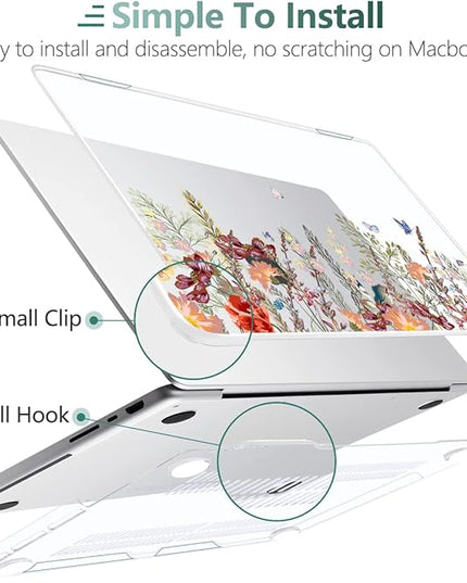 DONGKE Case for M5 MacBook Pro 14 inch 2025 2024-2021 M4 M3 M2 M1, Plastic Hard Shell Cover Compatible with A3434 A3112 A3401 A3185 A2992 A2779 A2442 Retina XDR Display & Touch ID, Floral Illustration