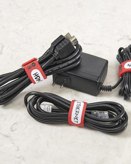 Wrap-It Storage Cinch-Straps, 5" 20 Pack (Red), Features Metal Buckle and Write on Label for Easy Cord Identification and Cable Management, Reusable Multi-Purpose Securing Cinch Straps
