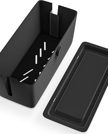 KinderSense® Cable Management Box - Cord Organizer with Child Proof Lock - Cord Hider to Conceal Wires,Power Strips from TV,Computer,Desk and Babies - 12 X 5.25 x 5.25 (Black)