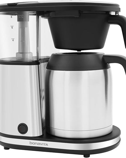 Bonavita 8 Cup Drip Coffee Maker Machine, One-Touch Pour Over, Auto Pause Brewing with Stainless Steel Double Wall Thermal Carafe, SCA Certified, Dishwasher Safe, BV1901TS