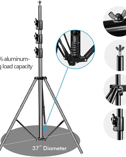 SLOW DOLPHIN 10 x 10Ft Photo Video Studio Heavy Duty Adjustable Muslin Backdrop Stand Background Support System Kit for Photography with Carrying Bag 8 Pcs Clip Clamps