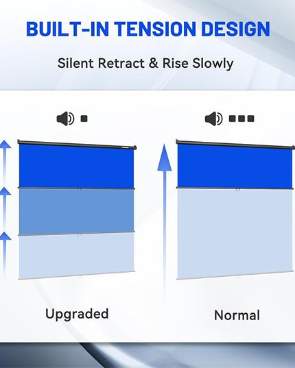 RAUBAY Retractable Pull Down Blue Screen - 78.7" x 86.6" Collapsible Wall-Mount Background for Professional Video Production, Chroma Key Backdrop for YouTube, TikTok, Streaming, Video Conferencing