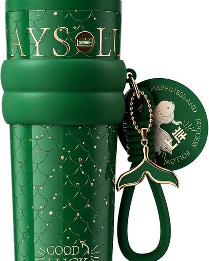 24 oz Tumbler with Lid and Straw, Insulated Coffee Mug Leak Proof, Portable Iced Travel Water Bottle, Reusable Thermal Coffee Cup, Gifts for Women, Emerald Green