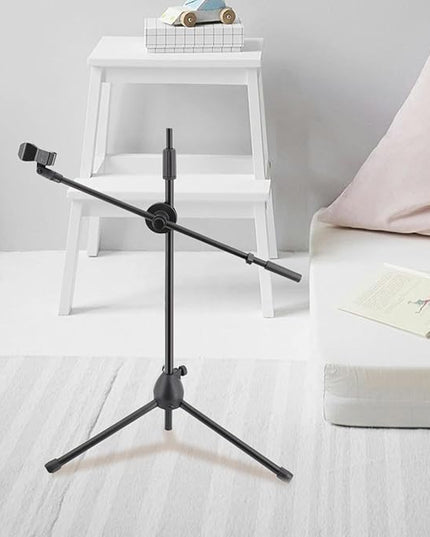 BESPORTBLE Metal Microphone Boom Arm with Dual Mic Clip and Spring Clamp, 350Mm Adjustable Desk Mic Stand Arm for Live Streaming and Recording