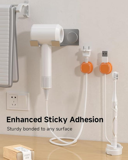 9 Pack Cord Organizer, Spring Cable Management, Adhesive Cute Cable Holder Clips, Phone Charger Wire Keeper for Desk Nightstand Car Office (9-Pack Orange)