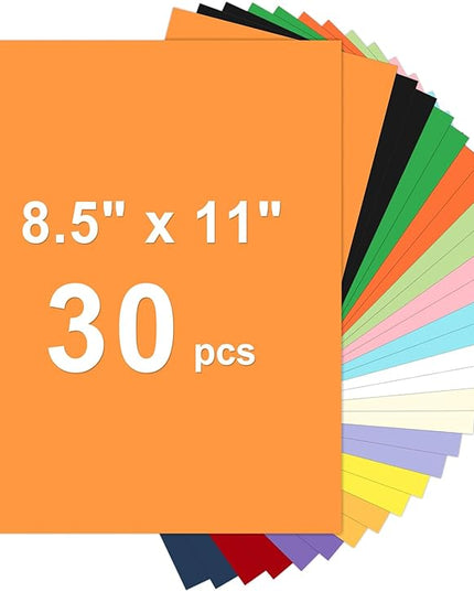 30 Sheets Cardstock 8.5x11, 65lb Colored Card Stock, 15 Assorted Colors Construction Paper, 180gsm Thick Printer Paper for Printing, Painting, Card Making, Kids School Supplies,Party Decorations