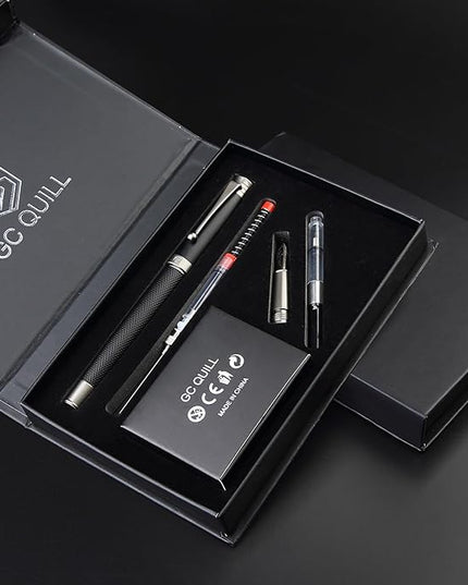 GC QUILL Fountain Pen Set - Fine & Medium Nibs, Includes 18 Ink Cartridges, Ink Refill Converter & Syringe Filler, Gift for Writing, Journaling & Calligraphy MU-13