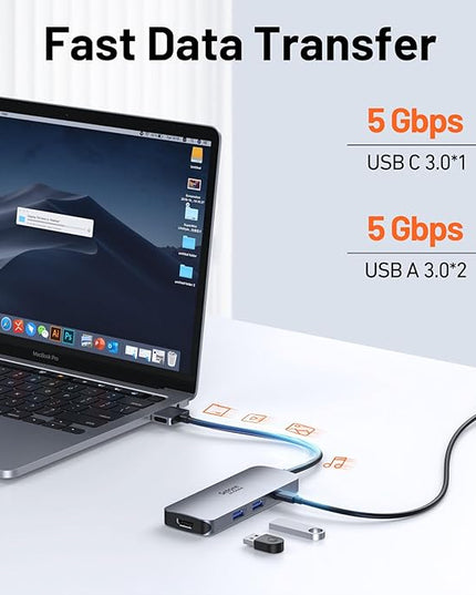 Selore Docking Station for MacBook Pro Air, USB C Hub for MacBook,Dual HDMI Adapter for USB for MacBook,Docking Station Dual Monitor for MacBook Pro Air with Dual HDMI,USB C,2 USB A,PD,SD/TF Reader