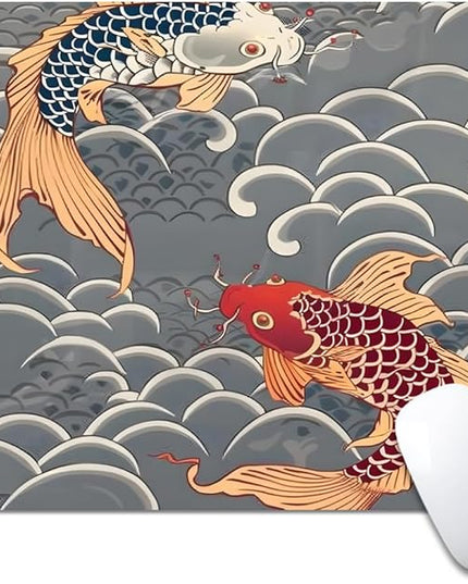 Koi Fish Japanese Tattoo Square Mouse pad, Texture, Waterproof, Anti Slip Rubber Base, Computer Mouse pad, Laptop Mouse pad