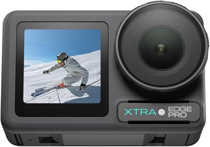 Xtra Edge Pro Action Camera, 4K Vlogging Camera with 1/1.3'' Sensor, 65ft Waterproof, Night View & Stabilization for Cycling, Diving, Sports Shooting