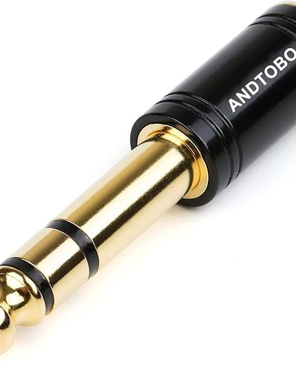 ANDTOBO 1/4''(6.35mm) Male to 1/8'' (3.5mm) Female Stereo Audio Jack Pure Copper Adapter for Headphone, Amp, 1 Pack-Black