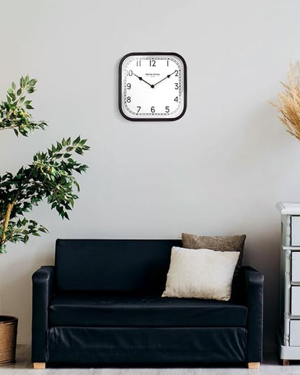 Presentime & Co 10" Anton Vintage Square Clock, Silent No Ticking, Wall & Mantel 2 in 1, Desk and Shelf Clock, Tabletop Décor, Oil Rubbed Bronze Color.