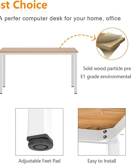Need Computer Desk 39.4 inches Computer Table Writing Desk Workstation Office Desk, Teak White